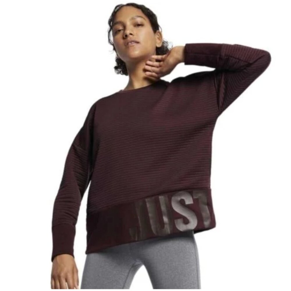 NIKE Dri-Fit Ribbed Crewneck Running Training Sweatshirt with Pockets size S